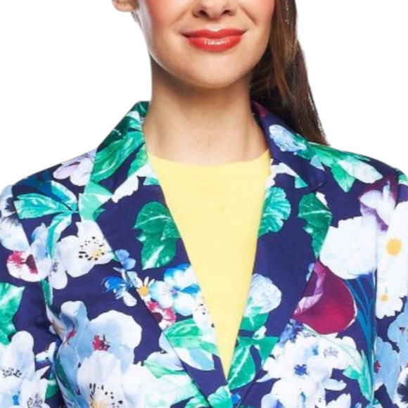 Isaac Mizrahi Purple White Green Floral Blazer Notched Lapels NWT Sz 22W - Picture 5 of 13